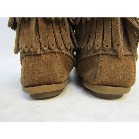 Minnetonka Womens Size 6 Brown Suede Fringe Ankle Fashion Boots Bootie - Picture 8 of 11